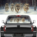 Watercolor Running Wolf Rear Window Decals for Trucks, Nature Animal Forest Snow Rustic Window Decal Back Window Tint Graphic Perforated Vinyl Pickup Truck Stickers 66 x 22 inch