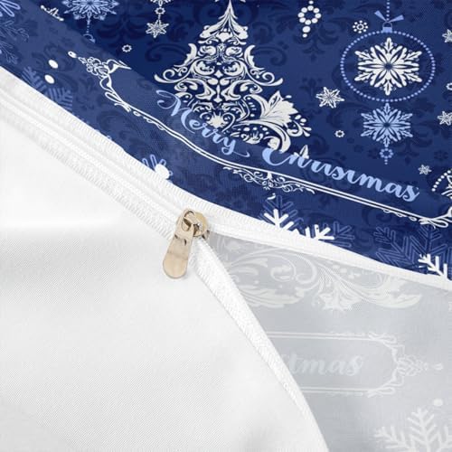 Merry Christmas Kids Duvet Cover Set Twin Size,Christmas Tree Paisley Boho Bedding Set,Girls Boys Adults Room Decor,Snowflake Bell Holiday Comforter Cover,Blue Romantic Quilt Cover,1 Pillowcase - Image 6