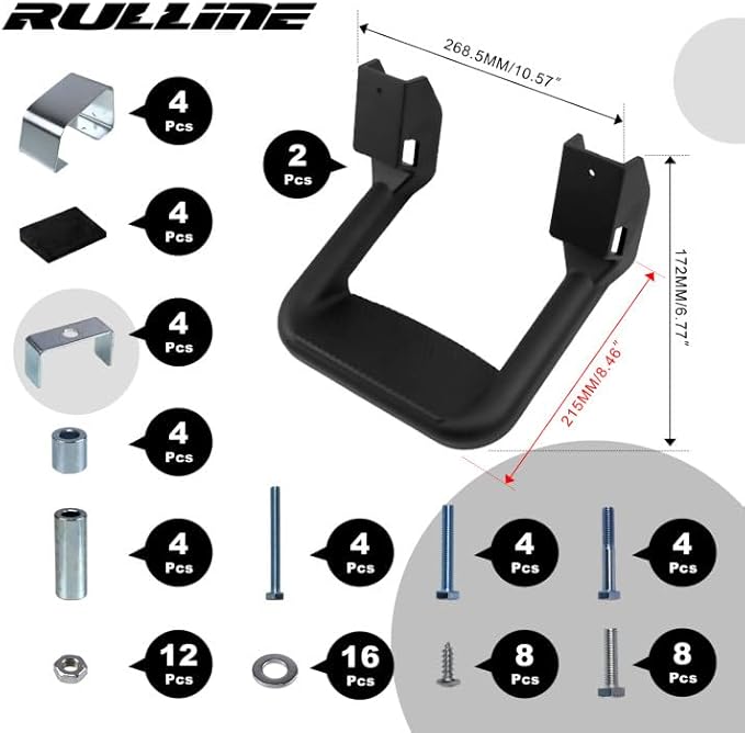 RULLINE Black Powder Coated Truck Side Step Set - Image 2