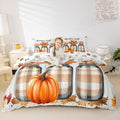 Erosebridal Fall Pumpkin Harvest Bedding Set King, Happy Thanksgiving Duvet Cover for Kids Teens Adult Bedroom, Sunflower Maple Autumn Leaves Comforter Cover Rustic Farmhouse Barn Door Bed Set by Erosebridal