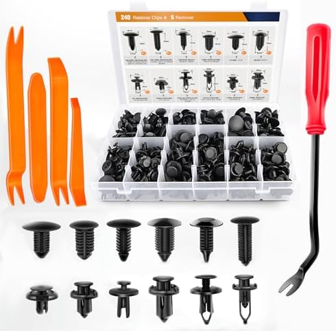 GOOACC 240PCS Bumper Retainer Clips Car Plastic Rivets Fasteners Push Retainer Kit 12 Popular Sizes Auto Push Pin Rivets Set -Door Trim Panel Fender Clips for GM Ford Toyota Honda Chrysler by GOOACC