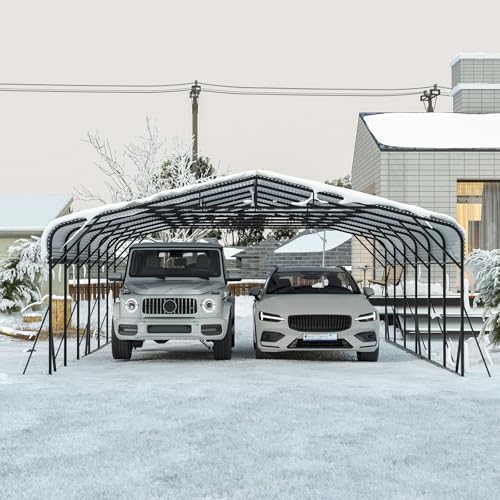 GDFStudio Heavy Duty Carports for Trucks Boats RV Tractor, Metal Carport Kits with Steel Roof Frame, All Weather Car Shelter Flexible Conversion into Rooftop Canopy Party Tent Portable Garage - Image 4