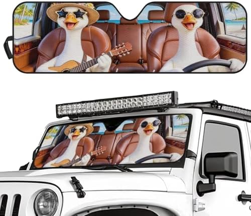 Renewold Funny Goose Automotive Windshield Sunshade Front Window Sun Visor Foldable Keep Cool Sun Shield Cover Car Window Shade Fit for Jeep Wrangler JK JL 2/4 Door Jeep Gladiator JT 2020-2023