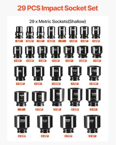 VEVOR 3/4" Drive Impact Socket Set, 29 Piece, CR-MO - Image 3