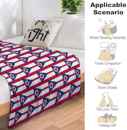 Socira Ohio Flag State Blanket Throw Blanket Ohio Flag State Gifts for Women Men Soft Sofa Throws for Travel Camping Bed Home Decor Car Birthday Gift 50"*60"（130 * 150cm） - Image 7