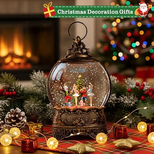 Nutcracker Ballet Scene Christmas Snow Globe Lantern Indoor Decor Walnut Soldier with Music,6H Timer,USB Lined/Battery Operated Lighted Lantern for Christmas Festival Decoration Giftsts - Image 3