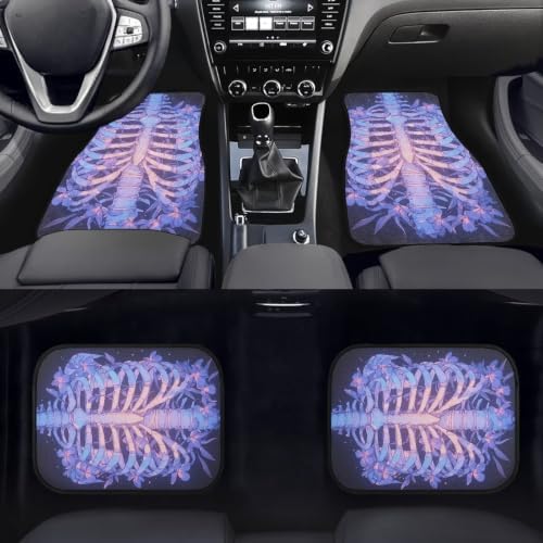 Floral Ribcage Skeleton Car Mats Set