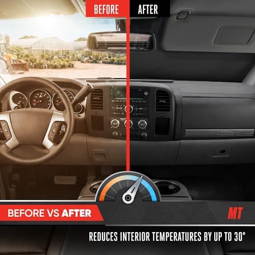Motor Trend Custom Fit GMC Sierra & Chevy Silverado Windshield Sun Shade - Fits All (2007-2013) Trims - Car Windshield Sunshade Sierra & Silverado Accessories - Automotive Interior Protection