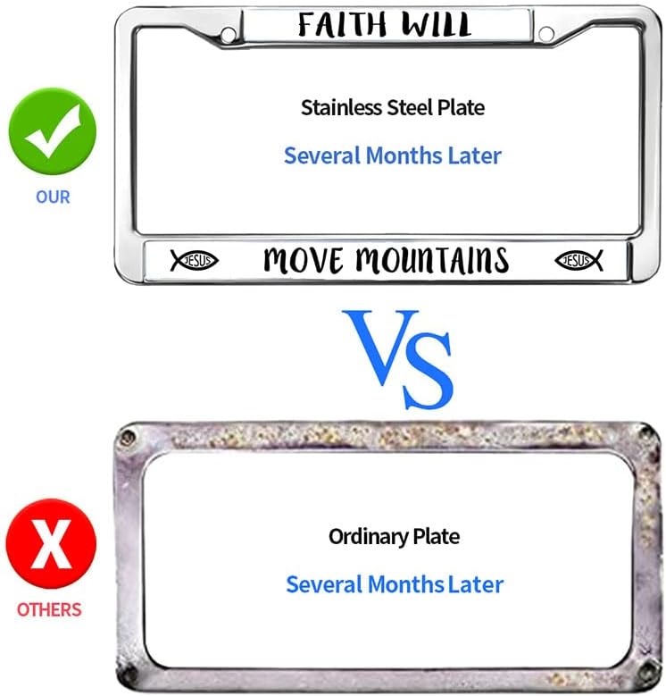 Faith Will Move Mountain Metal License Plate Frame Christian Faith License Plate Frame God is Faithful License Plate Frame for Birthday Gift