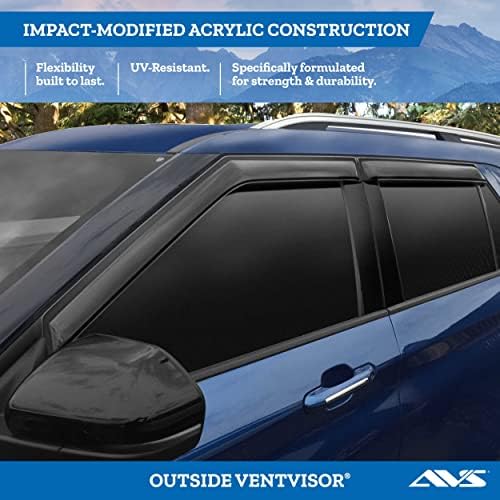 Auto Ventshade [AVS] Outside Mount Rain Guards for 2019-2026 Chevrolet Silverado - GMC Sierra 1500; 2020-2026 SIL/Sir 2500 & 3500, Crew CAB ONLY | Window Vent Visors, 4 pcs. - Smoke | 94805