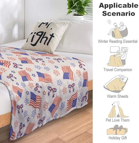 Socira USA Patriotics American Flag Blanket Throw Blanket USA Patriotics American Gifts for Women Men Soft Sofa Throws for Travel Camping Bed Home Decor Car Birthday Gift 40"*50" （100 * 130cm） - Image 7