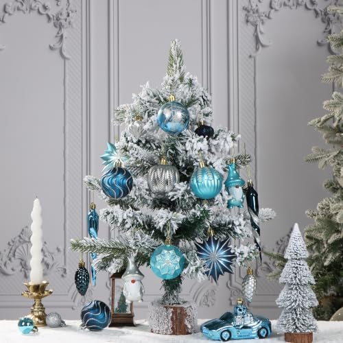 Blue and Sliver Fall Christmas Ornaments for Tree Thanksgiving Decorations - Image 5