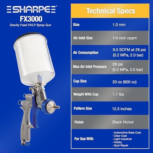 Graco-Sharpe 288878 HVLP FX3000 Paint Spray Gun, 1.0 mm - Image 4