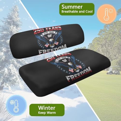 Yewatlles Golf Cart Seat Covers Kit, Fit for Club Car Precedent Ordinary Front Seat Cushion, Golf Cart Polyester Seat Cover 250th Years American Flag Freedom