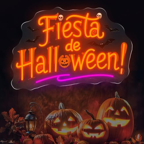 Fiesta De Halloween Neon Sign, Pumpkin Halloween LED Light, 16.7"x11.4" by DMDMBSR
