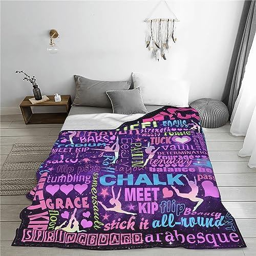 Gymnastics Blanket, Gymnast Gifts for Girls Gymnastics Lovers Teens Women Kids Birthday Soft Flannel Fleece Warm Cozy Throw Blanket for Sofa Bed Home Decor 80"X60" - Image 2