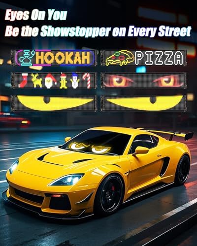 Devil Eyes Light for Windshield: 23.4"x4.7" Programmable LED Signs with APP & Remote Control - 5V USB Digital Lighting Display, LED Lights for Cars (1 Pcs)