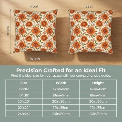 Boho Burnt Orange Abstract Floral Throw Pillow Covers 18x18 Set of 2 - Image 4