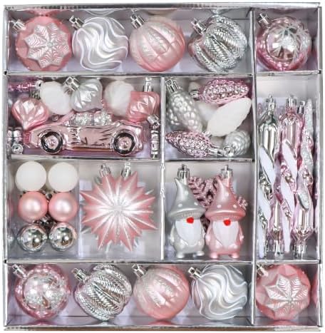 Pink and Silver Fall Christmas Ornaments for Tree Thanksgiving Decorations by Forsylvanas+Jewelry