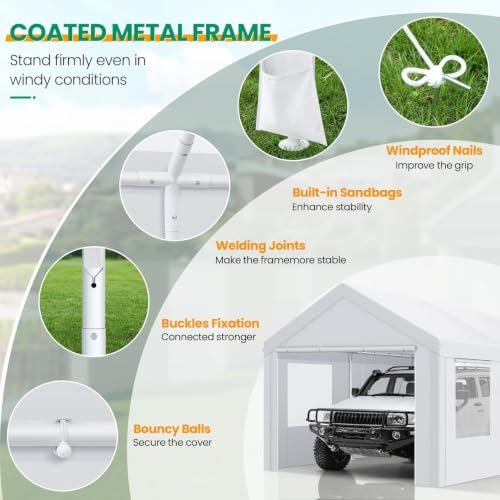 Tooluck Carport Canopy 12x20 Heavy Duty Portable Garage - Image 4