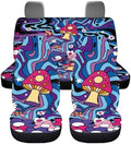 Trippy Mushroom Car Accessories Colorful Wavy Swirl Daisy Groovy Hippy Floral Print Car Front & Rear Seat Covers for Women 70s 80s Flower Aesthetic Auto Split Bench Protector Covers 4pcs