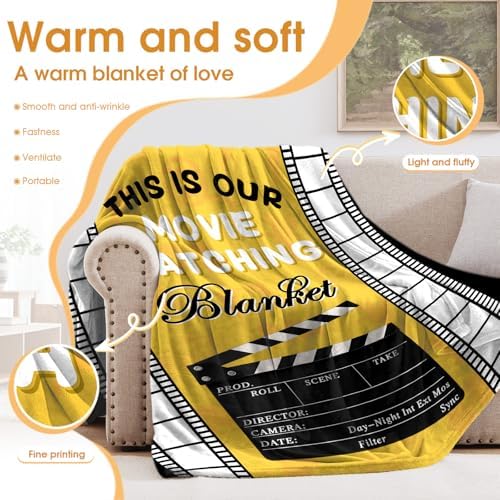 Movie Clapboard Throw Blanket, Movie Watching Theater Home Cinema Decor Gifts Ideas for Women Men Movie Lover Adult Boy Girl Actor Director Acting Gift 60"x80" - Image 3