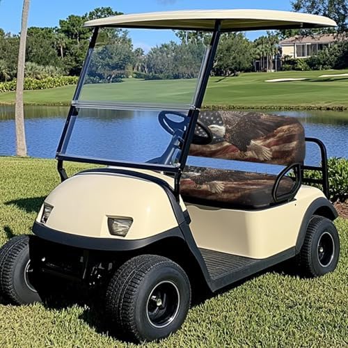 Yewatlles Eagle with American Flag Club Car Seat Covers, Golf Cart Seat Covers for Club Car Printed Ordinary Seat Casual Comfortable/Breathable