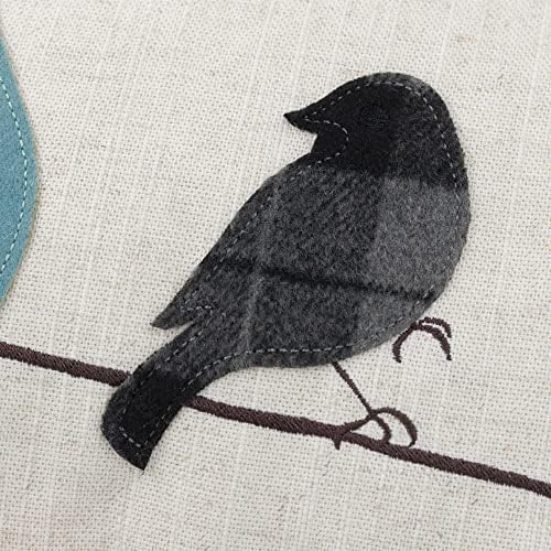 JWH Bird Throw Pillow Cover 14x24 Beige Turquoise Blue Grey - Image 4