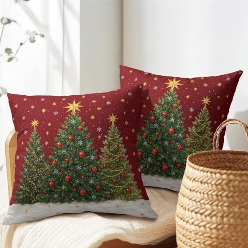 Winter Christmas Tree Pillow Covers 22x22 Set of 2 Highly Absorbent - Image 7