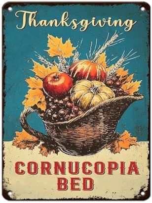 Pumpkin Retro Tin Sign Thanksgiving Metal Wall Art for Front Porch Kitchen Dining Room Fireplace 12x16Inch by Unknown