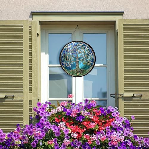 Tree of Life Stained Glass Window Hangings, Handcrafted Stained Glass Suncatchers, Gift for Cat Lovers Nature Lovers - Image 6