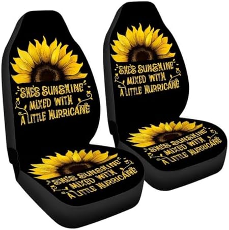 BIGCARJOB Sunshine Sunflower Car Seat Cover Full Set Universal Car Interior Accessories Set Sunflower Print Auto Interior Seat Protector Saddle Blanket for Women Gifts