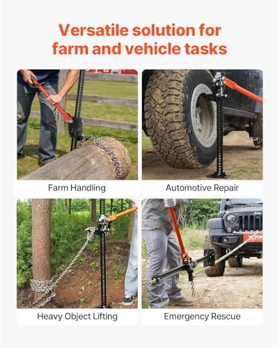 VEVOR Farm Jack 60inch, 7000 lbs Capacity Ratcheting Off Road Jeep Jack for Tractor, Truck, SUV, Bumper Lift, Orange - Image 6