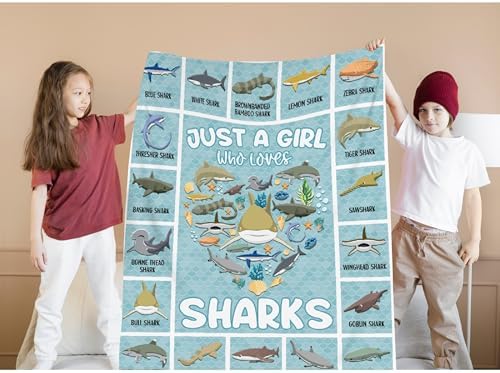 Just A Girl Who Loves Sharks Blanket Gifts for Girls Boys Women - Super Soft Cozy Warm Throw Sheet for Couch Bed Sofa Office Decor All Season 60"x80" for Adult - Image 7