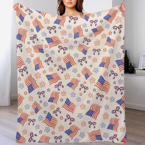 Socira USA Patriotics American Flag Blanket Throw Blanket USA Patriotics American Gifts for Women Men Soft Sofa Throws for Travel Camping Bed Home Decor Car Birthday Gift 40"*50" （100 * 130cm） - Image 2