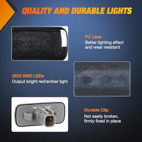 Nilight Wheel Fender Side Marker Lights Compatible With 2010-2018 Dodge Ram