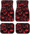 Red Black Ghost Print Funny Halloween Car Floor Mats 4 PCS, Cute Durable Interior Accessories for Car SUV, All Weather Floor Mats with Front Rear Trunk Liners Set for Party