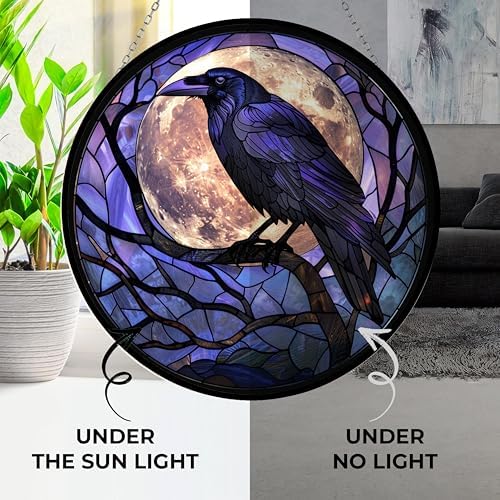 Crow Stained Glass Suncatcher Window Hangings, Suncatchers Colorful Glass Panel Sun Catchers Gifts, Decoration for Home Garden Christmas Party Wedding - Image 3