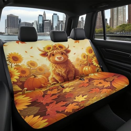 Sunflower Cow Cars Backseat Covers,Seat Cushion for Rear Seat Non-Slip Car Seat Covers,Auto Car Vehicle Long Rear Bench Seat Cover Protective Cushion Mat