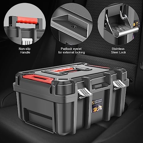 ‎DNA MOTORING Tool Box Lockable Organizer Storage Toolbox with Removable Tray for Workshop Garage & Household,Large Capacity,TOOLS-00309 - Image 5