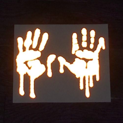 customTAYLOR33 High Intensity Grade Reflective Bloody/Dripping Hands Decals for Helmets, Windscreens, Rear Windows, Bumper Stickers (3 inches Height, Orange)