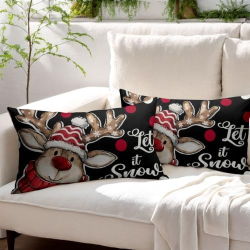 Merry Christmas Reindeer Pillow Covers 12x20 Set of 2 Highly Absorbent - Image 3