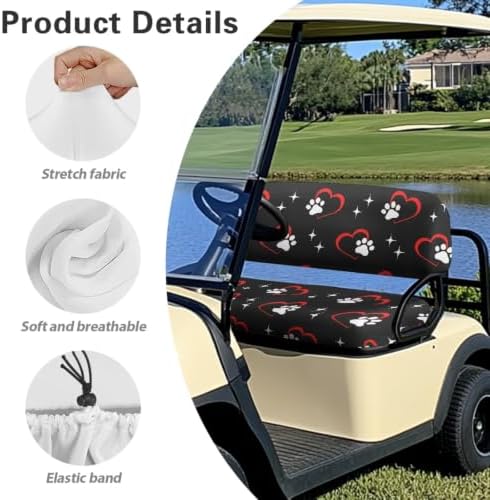 Yewatlles Golf Cart Seat Blanket Cover Universal Cushion Cover for Club Car Summer Anti-Hot Golf Cart Seat Towel Protector 2-Person Cute Paw Heart