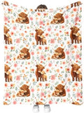 Highland Cattle Floral Blanket Flower Gifts for Women Girls Adults Kids Men Boys Birthday Christmas Halloween Easter Wife Mom Girlfriend Dad Son Husband Spring Throw Blanket 60"x80" by Hohoto
