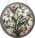 Valentine Lily Stained Glass Suncatcher by Clare Donovan Stained Glass Window Hangings Birthday Gift for Mom Grandma Teacher Women Friend Memorial Hook by HYPESTYLE