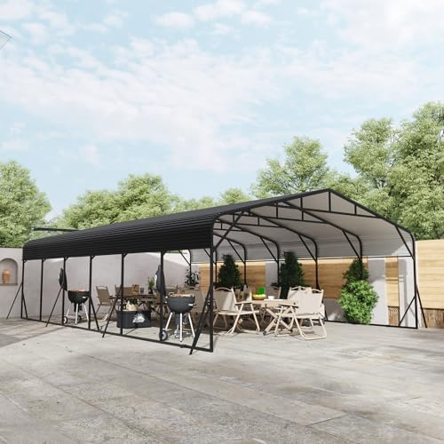 GDFStudio Heavy Duty Carports for Trucks Boats RV Tractor, Metal Carport Kits with Steel Roof Frame, All Weather Car Shelter Flexible Conversion into Rooftop Canopy Party Tent Portable Garage - Image 5