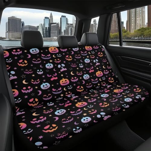 Pumpkin Car Rear Seat Covers,Auto Back Seat Protector Decoration Non-Slip Mat Flat Cloth Vehicles Rear Bench Cover for Women Men