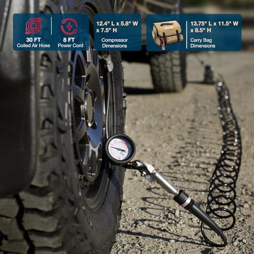 VIAIR 450P/45043 Automatic Portable Compressor, Tire Inflator Kit, Air Compressor for Truck, Jeep, SUV, and Car Tires, Portable Air Pump Kit, Car Accessories, 100% Duty Cycle, 150 PSI/1.80 CFM, Silver - Image 5