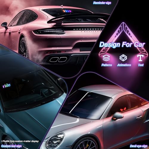 Super RGB LED Devil Eye Lights for Windshield 6.8"x 2.8" [Advanced Chip, 100% Synced Dual Screen] Dynamic Flexible Programmable LED Eyes Display for Car Motorcycle Window with Remote & APP Control