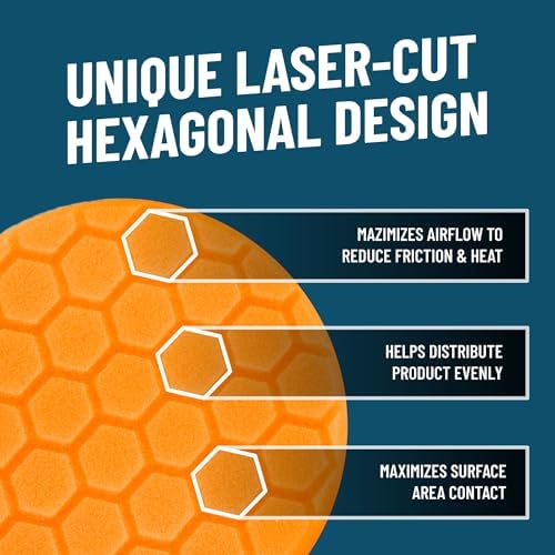 Chemical Guys, Hex-Logic Medium Cut Polishing Pad, Orange, 4 in, 3 Pack - Image 2